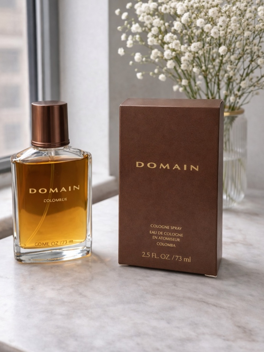 Mary Kay Brown Cologne Spray Box with Gold Text